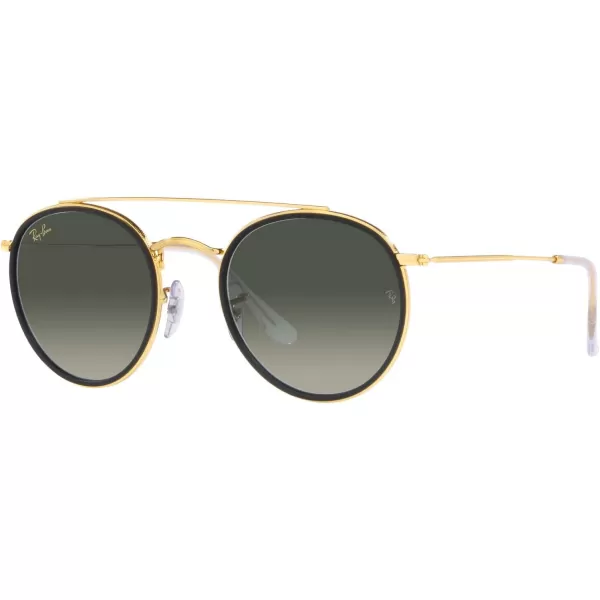 RayBan Womens Rb3647n Double Bridge Round SunglassesLegend GoldGrey Gradient