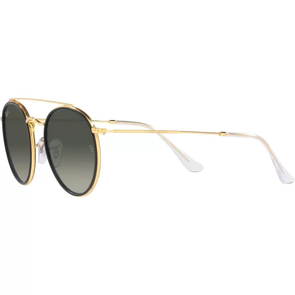 RayBan Womens Rb3647n Double Bridge Round SunglassesLegend GoldGrey Gradient