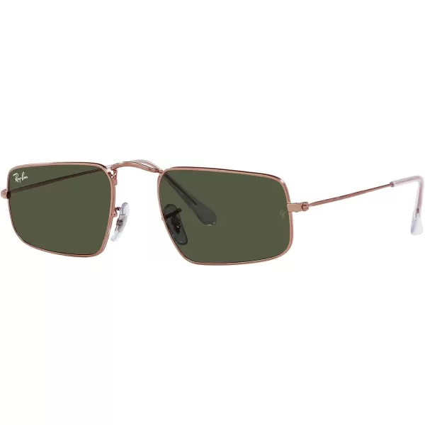 RayBan Womens Rb3957 Julie Rectangular SunglassesRose GoldGreen