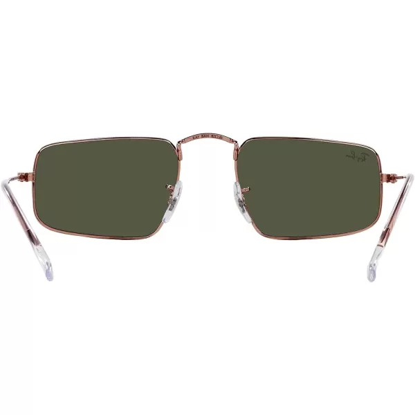 RayBan Womens Rb3957 Julie Rectangular SunglassesRose GoldGreen