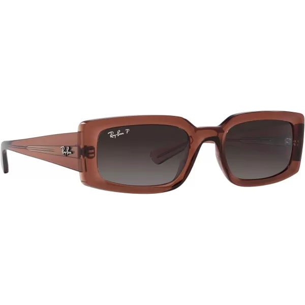 RayBan Womens Rb4395 Kiliane Square SunglassesTransparent BrownGrey Gradient Polarized