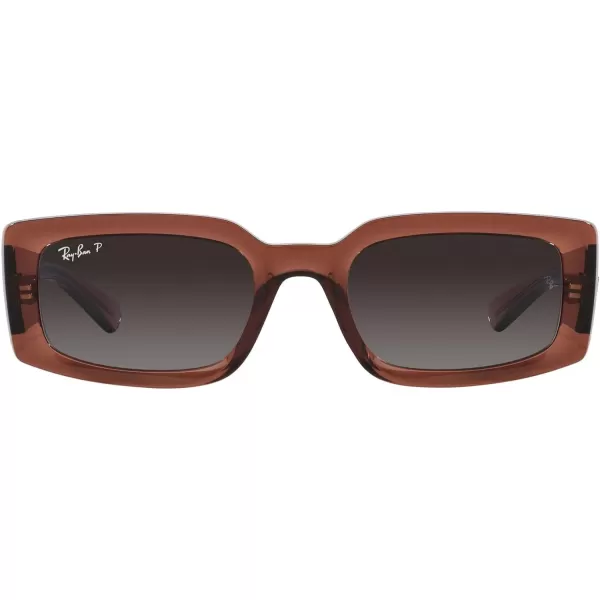 RayBan Womens Rb4395 Kiliane Square SunglassesTransparent BrownGrey Gradient Polarized