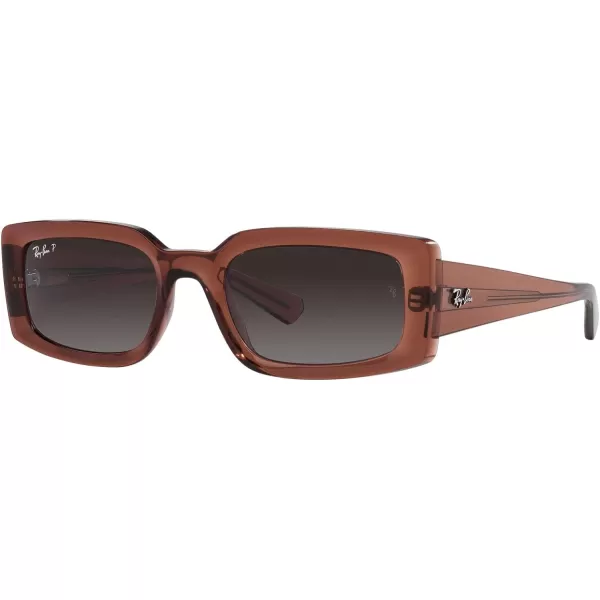 RayBan Womens Rb4395 Kiliane Square SunglassesTransparent BrownGrey Gradient Polarized