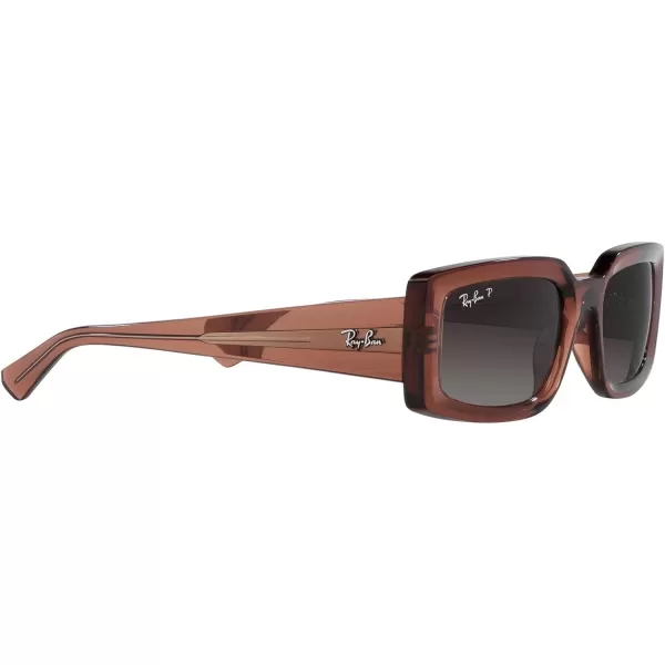 RayBan Womens Rb4395 Kiliane Square SunglassesTransparent BrownGrey Gradient Polarized