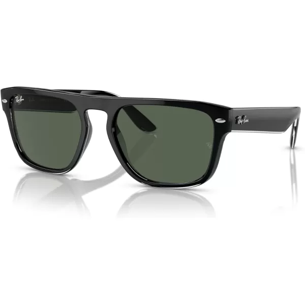 RayBan Womens Rb4407 Square SunglassesBlack Transparent BlackDark Green