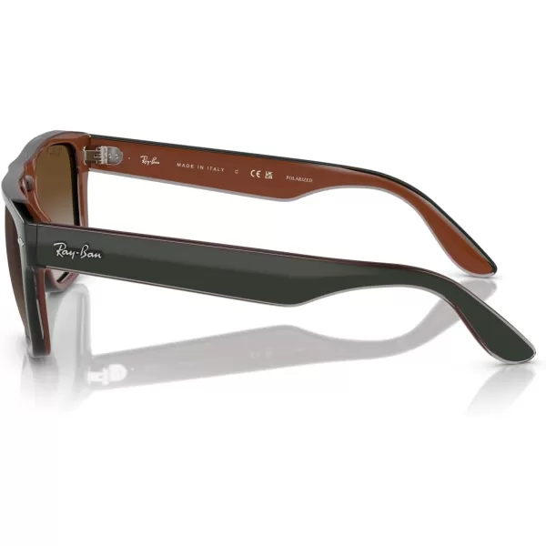 RayBan Womens Rb4407 Square SunglassesGreenDark Grey TransparentGrey Gradient Brown Polarized