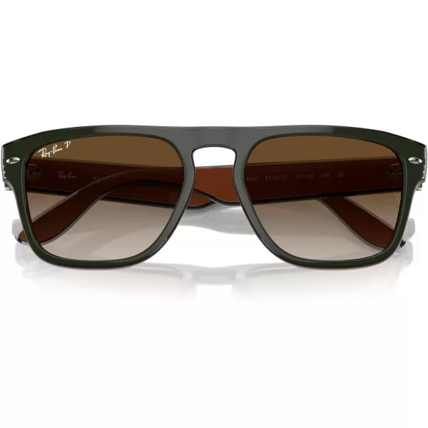 RayBan Womens Rb4407 Square SunglassesGreenDark Grey TransparentGrey Gradient Brown Polarized