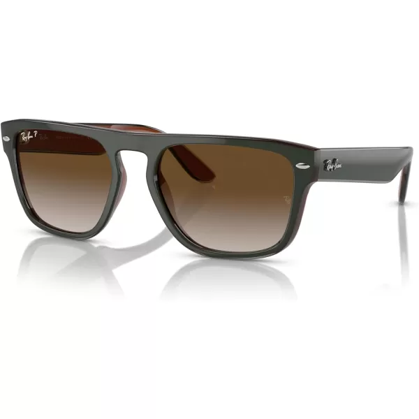 RayBan Womens Rb4407 Square SunglassesGreenDark Grey TransparentGrey Gradient Brown Polarized