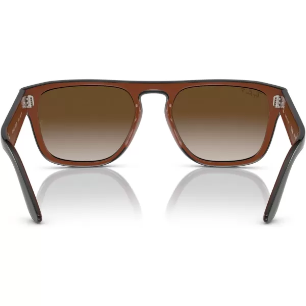 RayBan Womens Rb4407 Square SunglassesGreenDark Grey TransparentGrey Gradient Brown Polarized