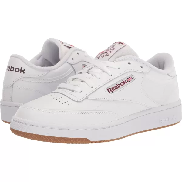 Reebok Unisex Club C 85 SneakerWhiteClassic BurgundyReebok Lee