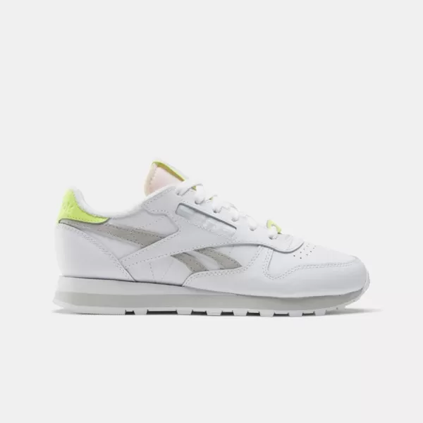 Reebok Womens Classic Leather SneakerFootwear WhitePure Grey 2Acid Yellow