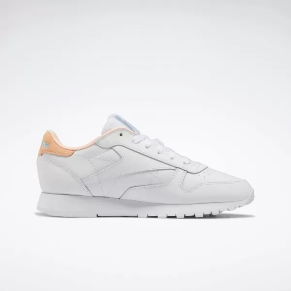 Reebok Womens Classic Leather SneakerWhiteBlue PearlAura Orange