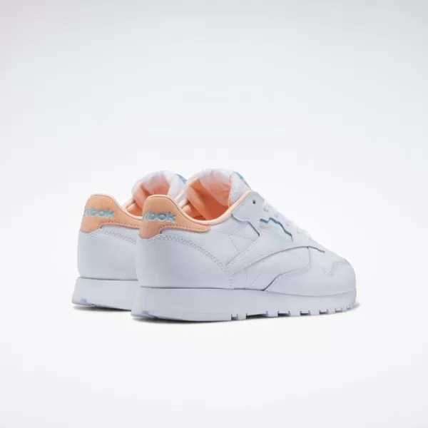 Reebok Womens Classic Leather SneakerWhiteBlue PearlAura Orange