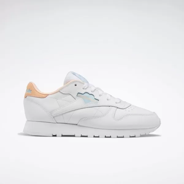 Reebok Womens Classic Leather SneakerWhiteBlue PearlAura Orange