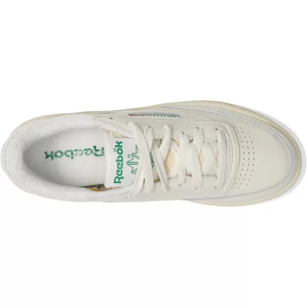 Reebok Womens Club C 85 Vintage Walking ShoeChalkAlabasterGlen Green