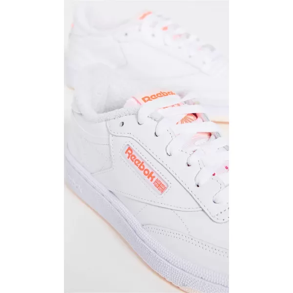 Reebok Womens Club C 85 Walking ShoeWhiteCeramic PinkOrange Flare