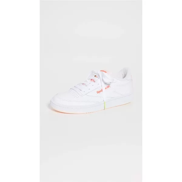 Reebok Womens Club C 85 Walking ShoeWhiteCeramic PinkOrange Flare