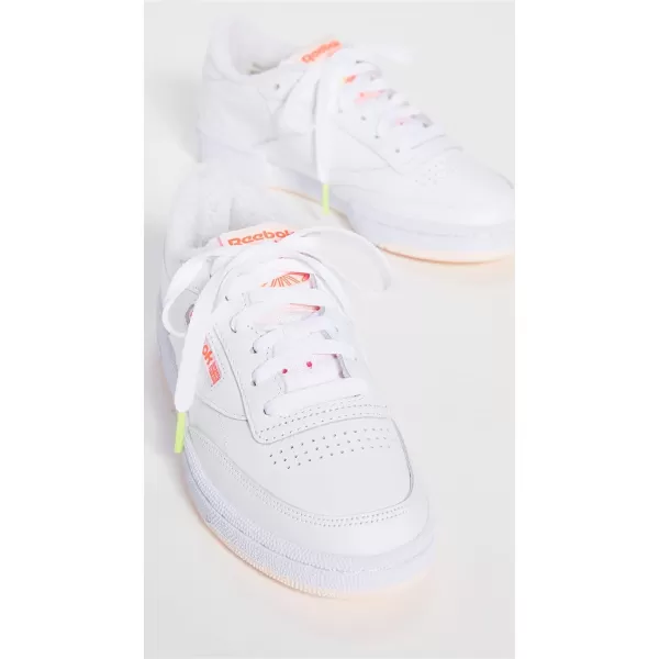 Reebok Womens Club C 85 Walking ShoeWhiteCeramic PinkOrange Flare