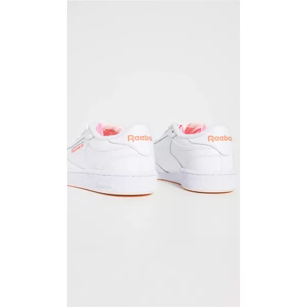 Reebok Womens Club C 85 Walking ShoeWhiteCeramic PinkOrange Flare