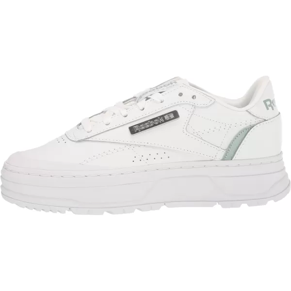 Reebok Womens Club C Double Geo SneakerWhiteSeaside GreySilver Metallic