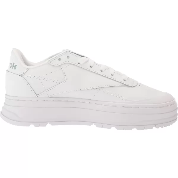 Reebok Womens Club C Double Geo SneakerWhiteSeaside GreySilver Metallic