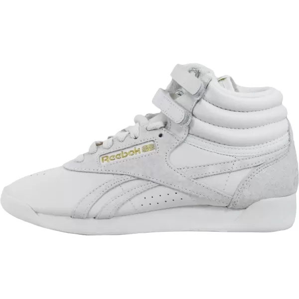 Reebok Womens Freestyle Hi High Top SneakerChalkChalkGoldmt