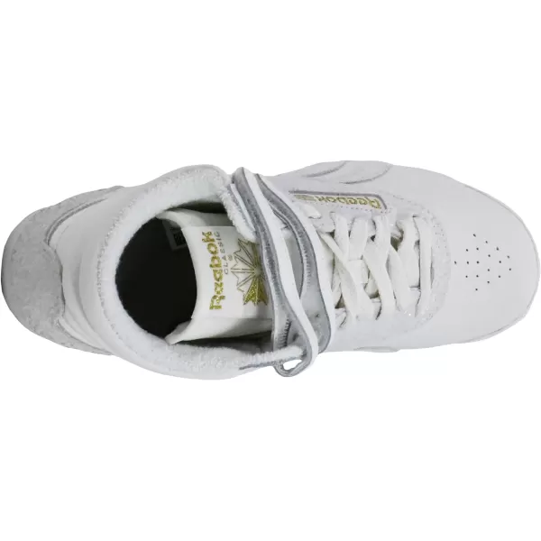 Reebok Womens Freestyle Hi High Top SneakerChalkChalkGoldmt