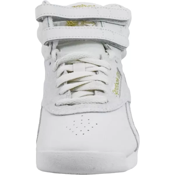 Reebok Womens Freestyle Hi High Top SneakerChalkChalkGoldmt