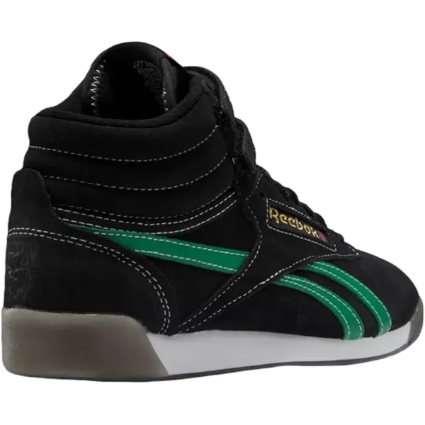 Reebok Womens Freestyle Hi High Top SneakerCore BlackGlegrnVecr