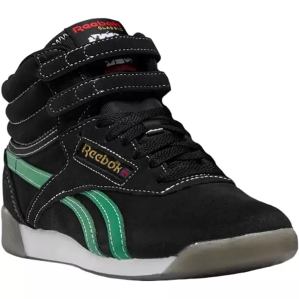 Reebok Womens Freestyle Hi High Top SneakerCore BlackGlegrnVecr