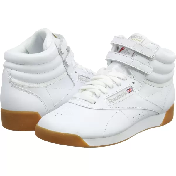 Reebok Womens Freestyle Hi High Top SneakerWhite WhiteGum WhiteGum