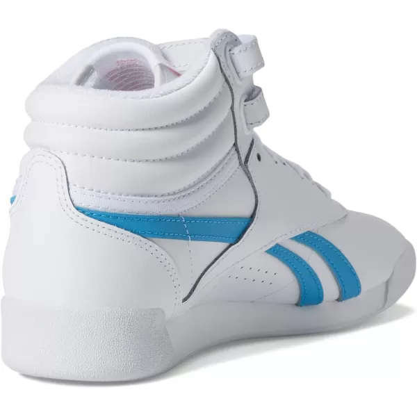 Reebok Womens Freestyle Hi High Top SneakerWhitePink GlowRadiant Aqua