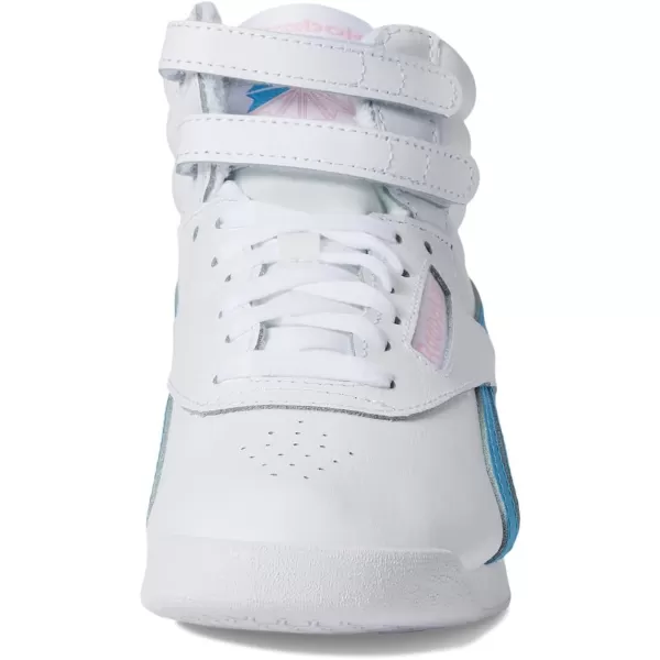 Reebok Womens Freestyle Hi High Top SneakerWhitePink GlowRadiant Aqua