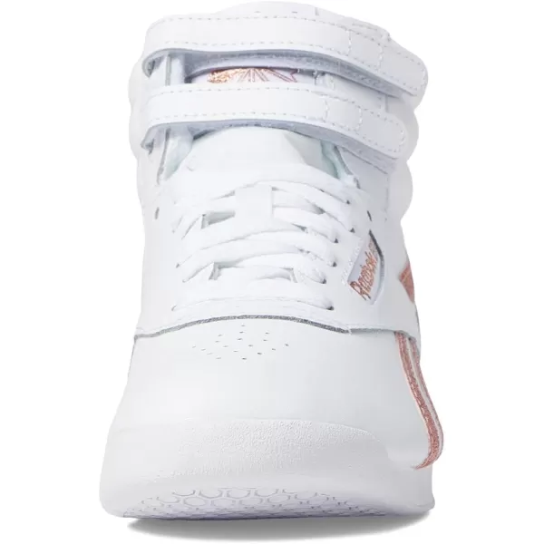 Reebok Womens Freestyle Hi High Top SneakerWhiteRose Gold