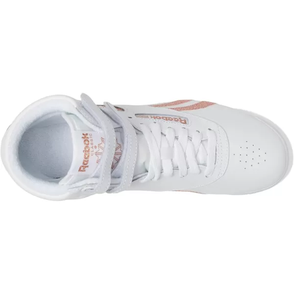 Reebok Womens Freestyle Hi High Top SneakerWhiteRose Gold