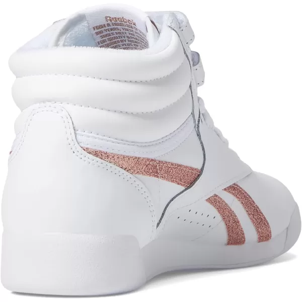 Reebok Womens Freestyle Hi High Top SneakerWhiteRose Gold