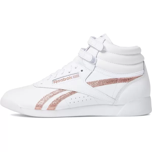 Reebok Womens Freestyle Hi High Top SneakerWhiteRose Gold