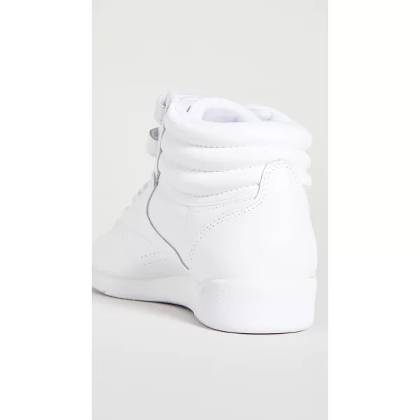 Reebok Womens Freestyle Hi High Top SneakerWhiteSilver