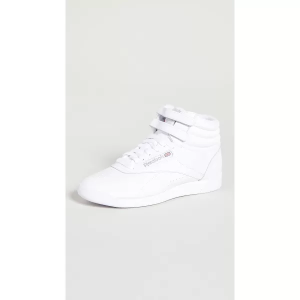 Reebok Womens Freestyle Hi High Top SneakerWhiteSilver