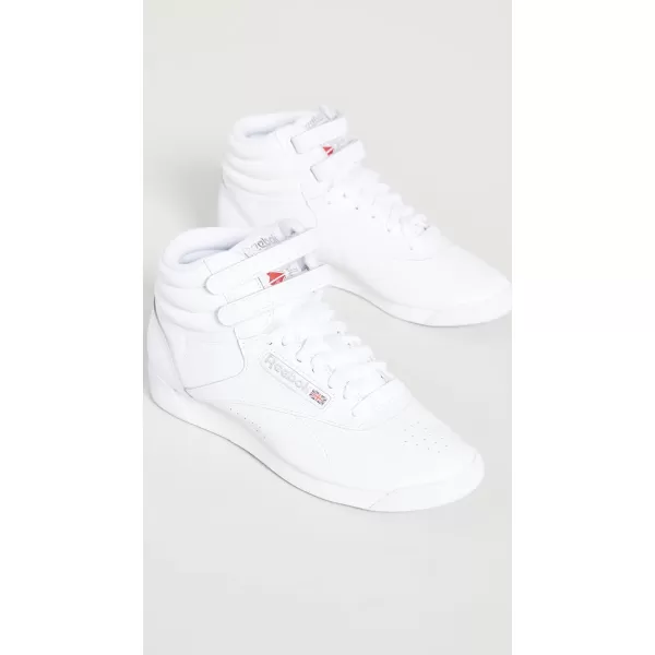 Reebok Womens Freestyle Hi High Top SneakerWhiteSilver