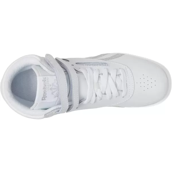 Reebok Womens Freestyle Hi High Top SneakerWhiteSilver Metallic