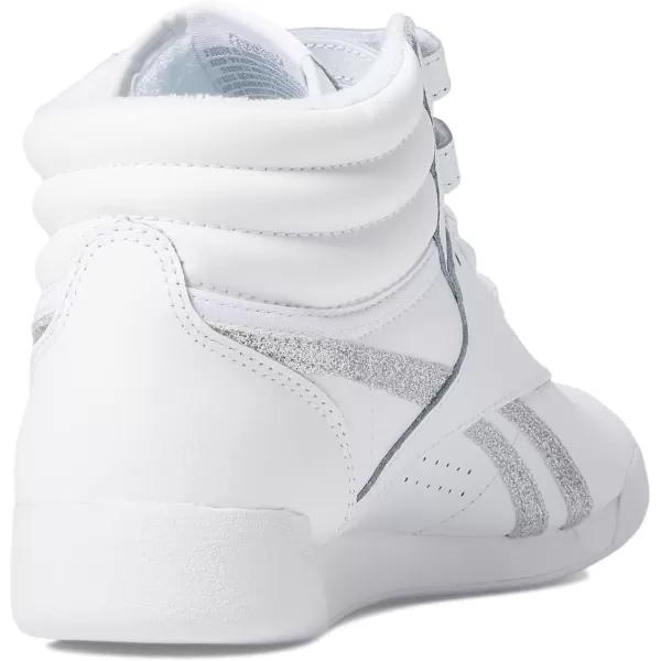 Reebok Womens Freestyle Hi High Top SneakerWhiteSilver Metallic