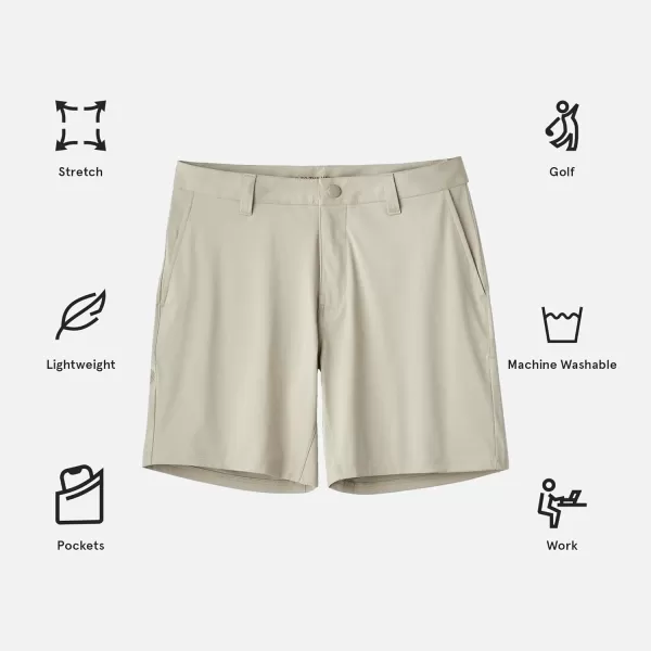 Rhone Commuter 7 Mens Shorts Stretch Fabric Golf Shorts for Men FlatFront Mens Khaki Shorts Wrinkle ResistantKhaki