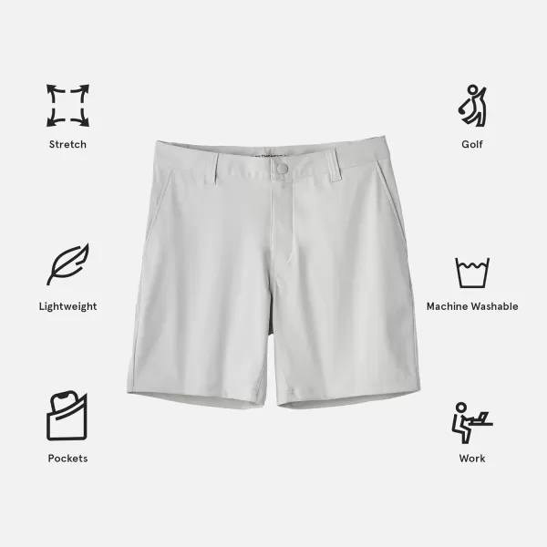 Rhone Commuter 7 Mens Shorts Stretch Fabric Golf Shorts for Men FlatFront Mens Khaki Shorts Wrinkle ResistantStone