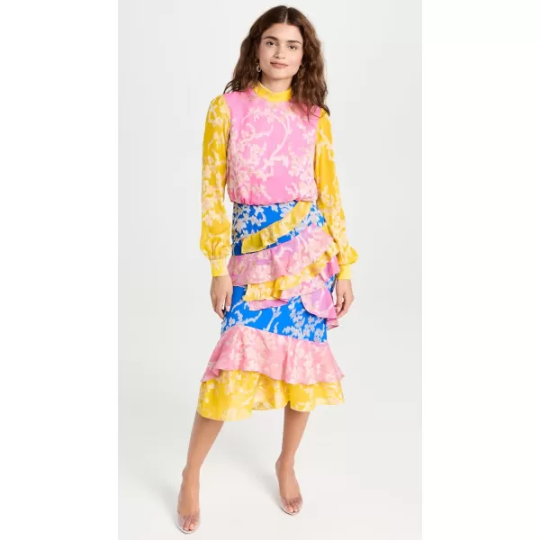 SALONI Womens Isa Ruffle DressBright LemonPeony