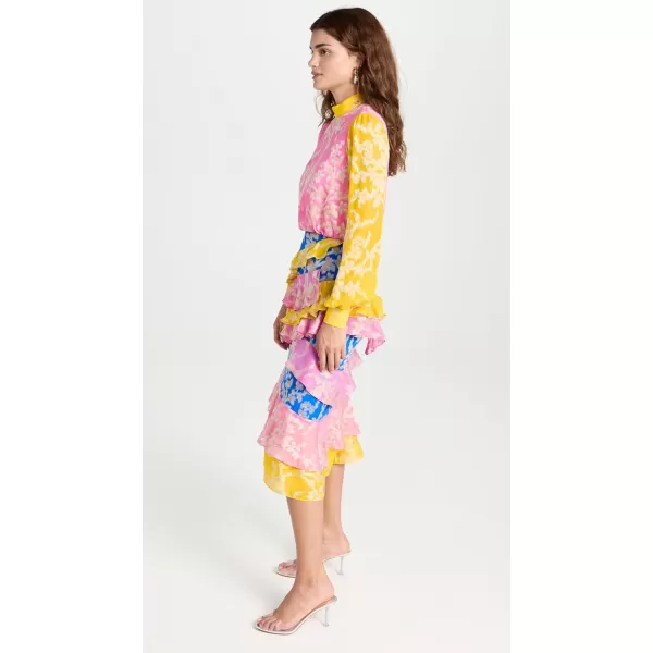 SALONI Womens Isa Ruffle DressBright LemonPeony