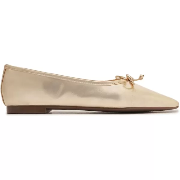 SCHUTZ Womens Ballerina Arissa Bow Leather FlatGold