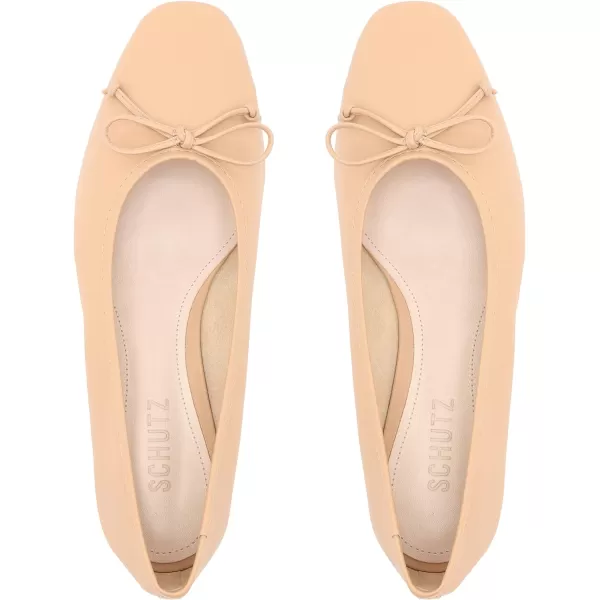 SCHUTZ Womens Ballerina Arissa Bow Leather FlatHoney Beige