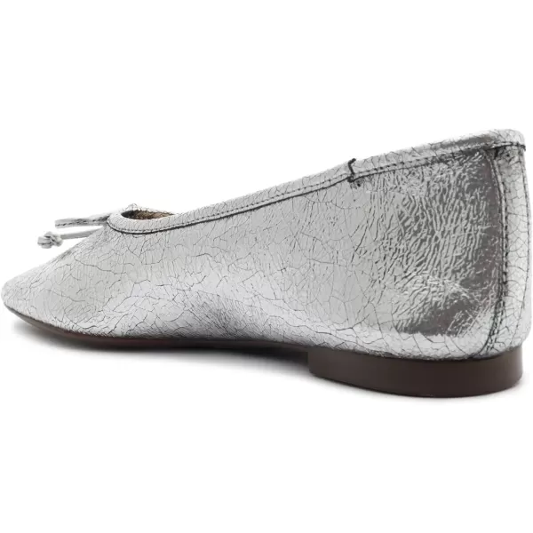 SCHUTZ Womens Ballerina Arissa Bow Leather FlatSilver