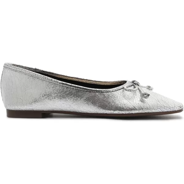 SCHUTZ Womens Ballerina Arissa Bow Leather FlatSilver